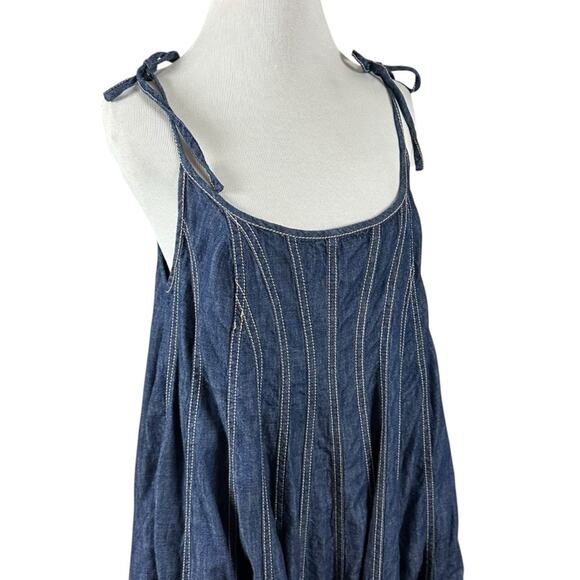 Free People Denim Dreams Midi Dress in 70s Blue Size XS Jean Jumper Retro - Picture 8 of 15